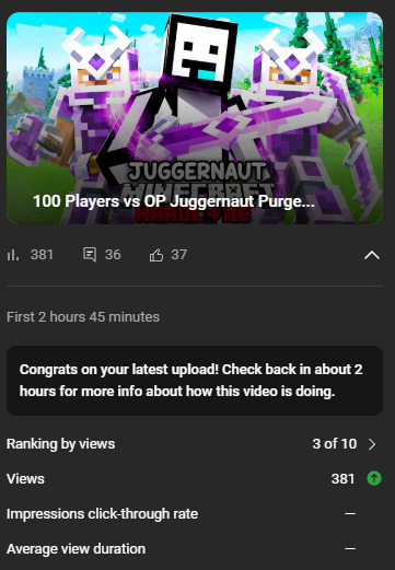 I'm going through a very confusing time right now... Like every time I upload I feel that the vids gets too little views or are a complete fail even though they get like 20-30k views...

(I'll send another update of the vids stats in 2 days)