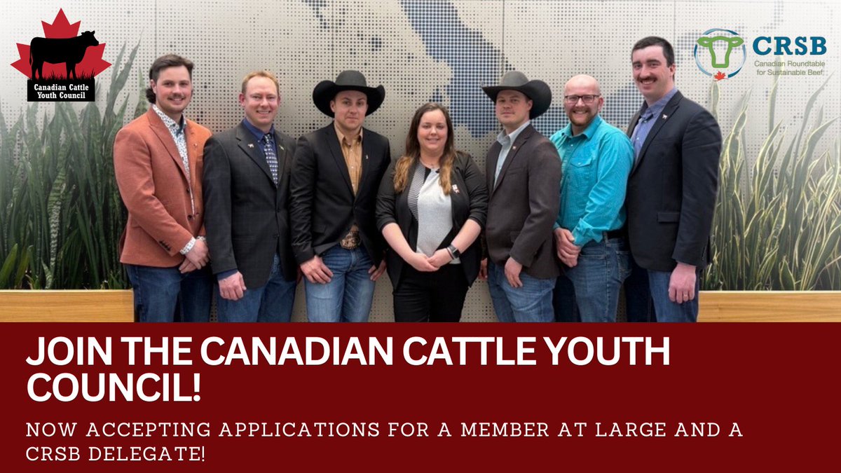 The Canadian Cattle Youth Council is now accepting applications for two key positions: Member-at-Large and CRSB Delegate. Help shape the future of our industry! 

CRSB Delegate Nomination: forms.office.com/Pages/Response…

Member at Large Nomination: forms.office.com/Pages/Response…