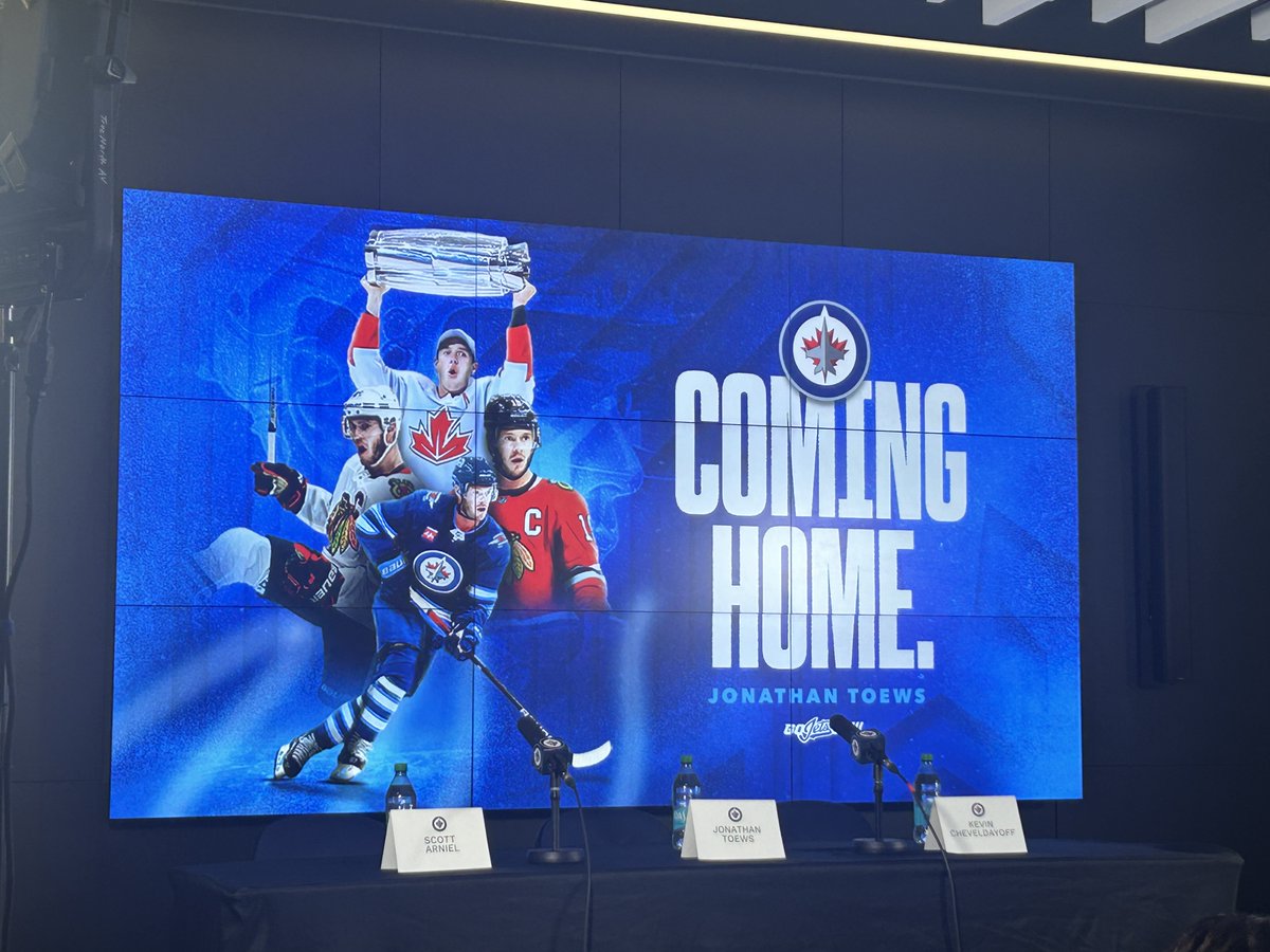 We are LIVE on YouTube! We will carry Jonathan Toews' introductory press conference with the #NHLJets once it begins. 

Tune in live here: youtube.com/live/gUGjKtaz-…