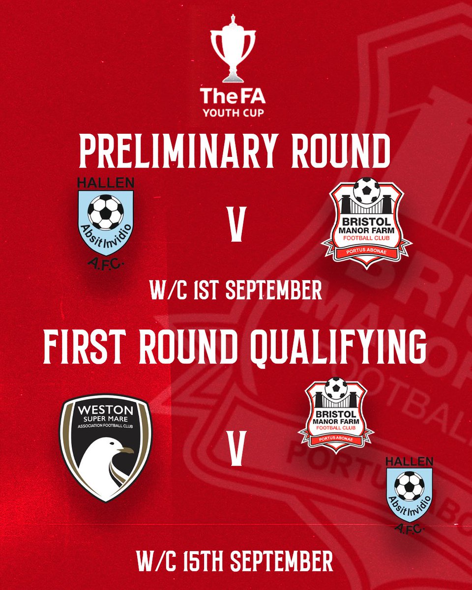 𝗖𝘂𝗽 𝗗𝗿𝗮𝘄𝘀 𝗔𝗿𝗲 𝗛𝗲𝗿𝗲 🏆 

The FA have released the early round draws — and we now know our opponents in the FA Cup, FA Trophy and FA Youth Cup.

There’s plenty of local fixtures and some exciting matchups to look forward to 

#UpTheFarm