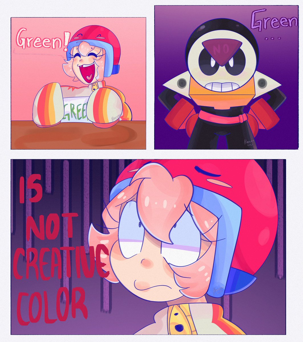 _haruoo_2's tweet photo. it is not a creative color🙊

#meeple #bonnie #gus #león #BrawlStars #BrawlStarsArt https://t.co/fFELUNDowo