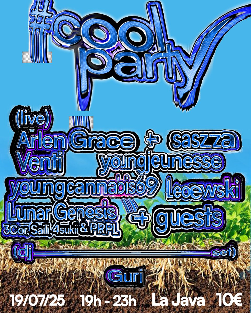 #coolparty (@_coolparty_) on Twitter photo #Cool Party
\((( ̄( ̄( ̄▽ ̄) ̄) ̄)))/
Billetterie en bio le Lundi 7 Juillet.
Merci à tous les artistes qui seront présents :
<a href="/ognek0/">Arlen Grace</a> + <a href="/1saszza/">saszza</a>
<a href="/vntisami/">venti</a>
<a href="/1youngJeunesse/">young jeunesse</a>
<a href="/resellvinted93/">youngcannabis69</a>
<a href="/FocusMedia11/">leoewski</a>
<a href="/crampteuse/">PRESIDENT CRAMPTEUR</a> <a href="/6aili_/">saili</a> <a href="/Kasukii3/">4sukiiKujo</a> <a href="/PRPL_wav/">PRPL 💜</a>
<a href="/Guri_srm/">Guri 🏳️⚧️🇵🇸</a>
+ guests #Cool Party
\((( ̄( ̄( ̄▽ ̄) ̄) ̄)))/
Billetterie en bio le Lundi 7 Juillet.
Merci à tous les artistes qui seront présents :
<a href="/ognek0/">Arlen Grace</a> + <a href="/1saszza/">saszza</a>
<a href="/vntisami/">venti</a>
<a href="/1youngJeunesse/">young jeunesse</a>
<a href="/resellvinted93/">youngcannabis69</a>
<a href="/FocusMedia11/">leoewski</a>
<a href="/crampteuse/">PRESIDENT CRAMPTEUR</a> <a href="/6aili_/">saili</a> <a href="/Kasukii3/">4sukiiKujo</a> <a href="/PRPL_wav/">PRPL 💜</a>
<a href="/Guri_srm/">Guri 🏳️⚧️🇵🇸</a>
+ guests