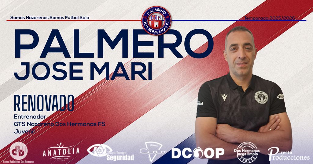 💥 José Mari Palmero (<a href="/tybu8/">Jose Maria Palmero</a>) seguirá al frente del Juvenil del GTS Nazareno Dos Hermanas FS

 🔗 nazarenodoshermanasfs.es/2025/07/04/jos… 

🔄 Renovación merecida tras una temporada de matrícula de honor: 2º en Segunda Andaluza con 39 puntos, 12 victorias y solo una derrota, con 93 goles a favor
