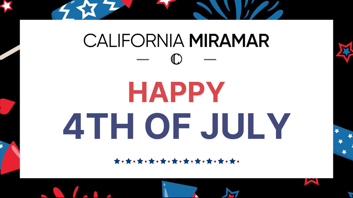 CalMiramar's tweet photo. Happy 4th of July from CalMU! Here's to independence, opportunity, and lifelong learning.
#FourthOfJuly #CalMU #IndependenceDay #HigherEd https://t.co/vAYXIGiau5