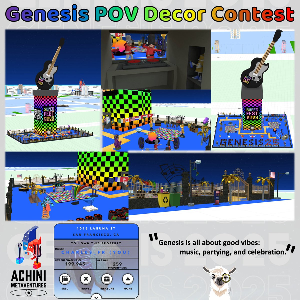 My property for the #UplandMe Genesis POV Decor Contest is ready!

I chose the theme of music and celebration for this season.

📍1016 Laguna St, San Francisco