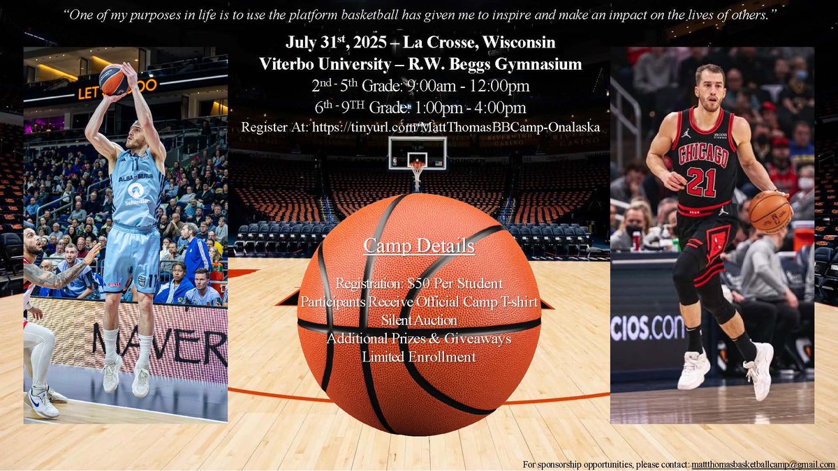 Happy 4th everyone! 🇺🇸 
I’m back in the states this summer after finishing up my season in Berlin, Germany. Excited to host our 8th year of camp this summer in WI! Registration is open and enrollment is limited. Sign up and all information is attached. Hope to see you there! 🏀