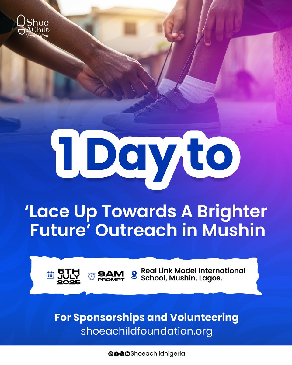 shoeachild's tweet photo. Tomorrow, we are storming Mushin bearing gifts for the children.
Partner with us.
Join us as a volunteer.
Let us bring smiles to the champions of tomorrow.
#shoeachildfoundation #shoeachild #shoes #voluntering #shoedrive #outreach #mushin #giving https://t.co/gYdO5Ddvdp