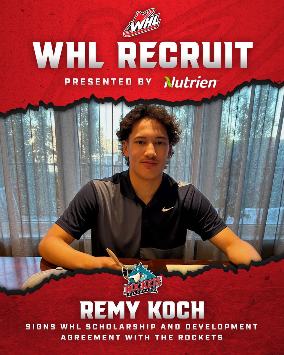 WHL Prospects Central (@whlprospects) on Twitter photo The <a href="/Kelowna_Rockets/">Kelowna Rockets</a> have announced they've signed Remy Koch to a WHL Scholarship and Development Agreement.
Koch, 14, was selected in the second round (26th overall) by the Rockets in the 2025 WHL Prospects Draft!
📝 | tinyurl.com/5fdxj7u5 The <a href="/Kelowna_Rockets/">Kelowna Rockets</a> have announced they've signed Remy Koch to a WHL Scholarship and Development Agreement.
Koch, 14, was selected in the second round (26th overall) by the Rockets in the 2025 WHL Prospects Draft!
📝 | tinyurl.com/5fdxj7u5