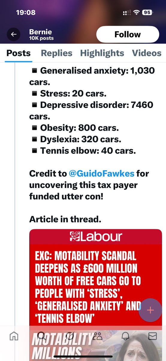 The below post is absolute nonsense and full of misinformation to spread hate against disabled people.

Motability cars ARE NOT FREE and can cost £100s in non refundable up front costs. Also there is absolutely no way you would qualify for Motabiliy for the conditions stated as