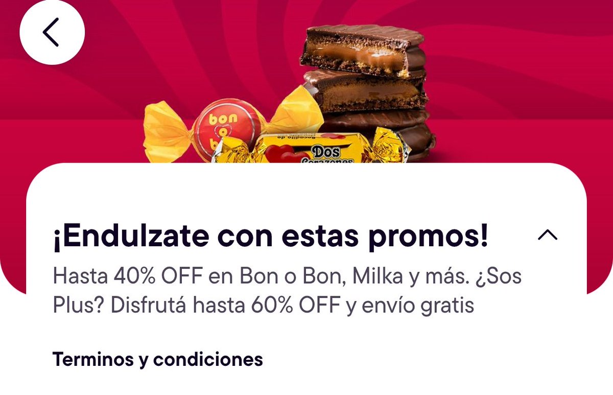 PedidosYa 

Se va terminando la semana de la dulzura y en PedidosYa hay hasta 60% OFF en Bon o Bon, Dos corazones, Milka y más 😍 Con envío gratis!!!
Promo exclusiva para usuarios Plus.

Vigencia: hasta el 07/07

Les paso el link que los lleva a la promo:
bit.ly/4nDt0wE