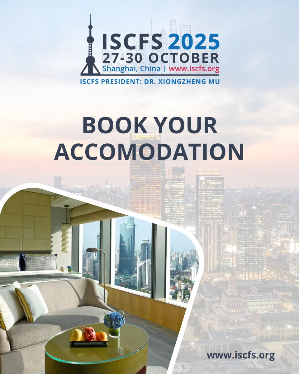Make the most of your congress experience by staying at the luxurious Shangri-La Jing An, the official headquarter hotel and venue for our upcoming ISCFS Congress in Shanghai! Book now: iscfs.org/events/iscfs-2…. Sign up for #ISCFS2025: iscfs.org.