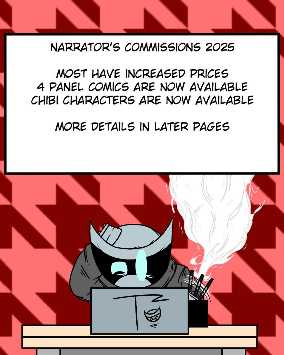 Narrator_Artist's tweet photo. IMPORTANT READ FOR COMMISSION DETAILS
———————————————————————————————
Now that I got you attention I have updated my commissions. There 4 slots available.
-
…Nah I got nothing
-
“Anyway I got stories to tell and comics to draw see ya!
#comic #commissions #commissionsopen https://t.co/z7NlGbBgD8