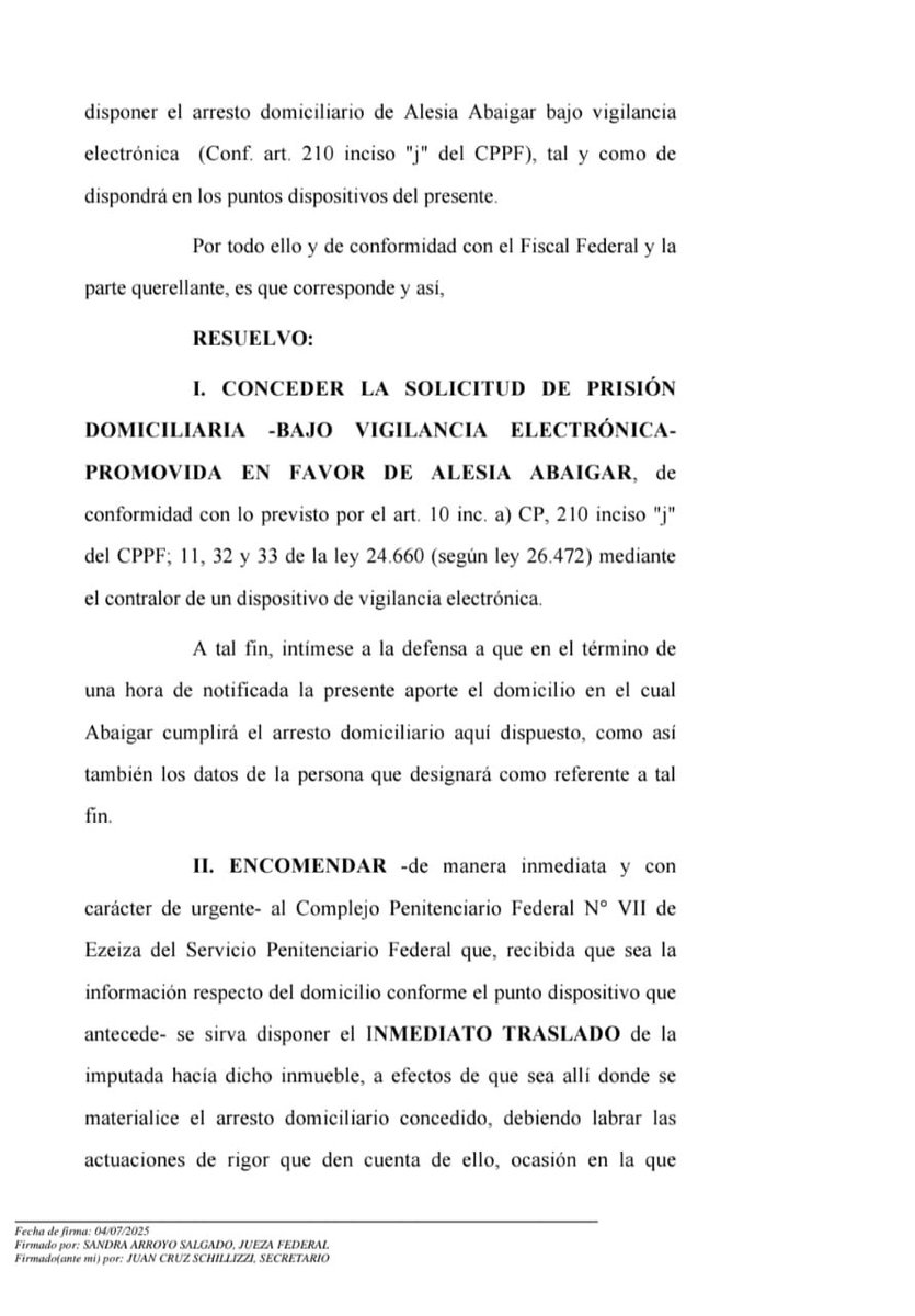 Irina Hauser (@irihauser) on Twitter photo Arroyo Salgado le dio prisión domiciliaria a Alexia Abaigar después de 9 días en cárcel común. Desde el inicio se le informó su grave enfermedad autoinmune,más allá del delirio de la causa impulsada x Espert. Hoy pidieron el juicio político de la jueza <a href="/Vsiley/">Vanesa Siley</a> y <a href="/marianorecalde/">Mariano Recalde</a> Arroyo Salgado le dio prisión domiciliaria a Alexia Abaigar después de 9 días en cárcel común. Desde el inicio se le informó su grave enfermedad autoinmune,más allá del delirio de la causa impulsada x Espert. Hoy pidieron el juicio político de la jueza <a href="/Vsiley/">Vanesa Siley</a> y <a href="/marianorecalde/">Mariano Recalde</a>