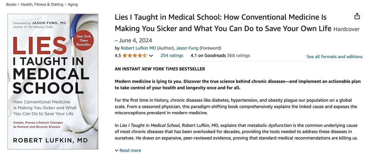 After having been sold out for the last two months, our NYT bestselling book is finally back in stock at Amazon, Barnes and Noble, and book stores everywhere. 

Download a free sample chapter or order here:

robertlufkinmd.com/lies/