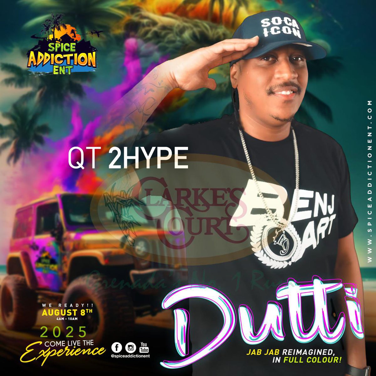 GrenadaCD's tweet photo. 🎧🔥 Introducing QT 2HYPE to Dutti Jab Jab Reimagined in Color 🎨💥

📍 Magazine Beach Concrete Strip
🗓️ Friday, August 8th | 4AM – 10AM | $80 EC $35 USD
🎟️ https://t.co/r3tnekmoaI
🍹 Free Clarke’s Court Rum Punch on entry! https://t.co/GBm3oFUrY9