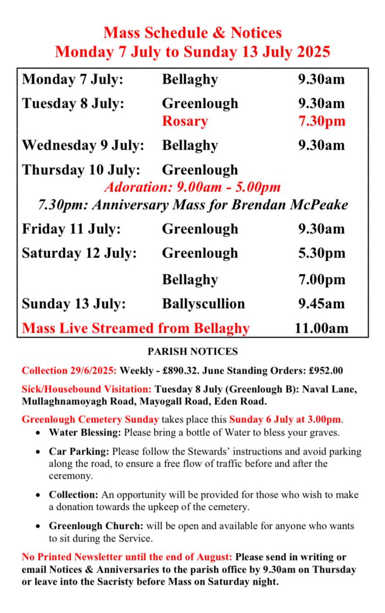 Greenlough Parish (@greenloughp) on Twitter photo Greenlough Parish Newsletter
14th Sunday in Ordinary Time -  Sunday 6 July. Please click on images to enlarge or visit:
greenlough.com/publications/n… Greenlough Parish Newsletter
14th Sunday in Ordinary Time -  Sunday 6 July. Please click on images to enlarge or visit:
greenlough.com/publications/n…