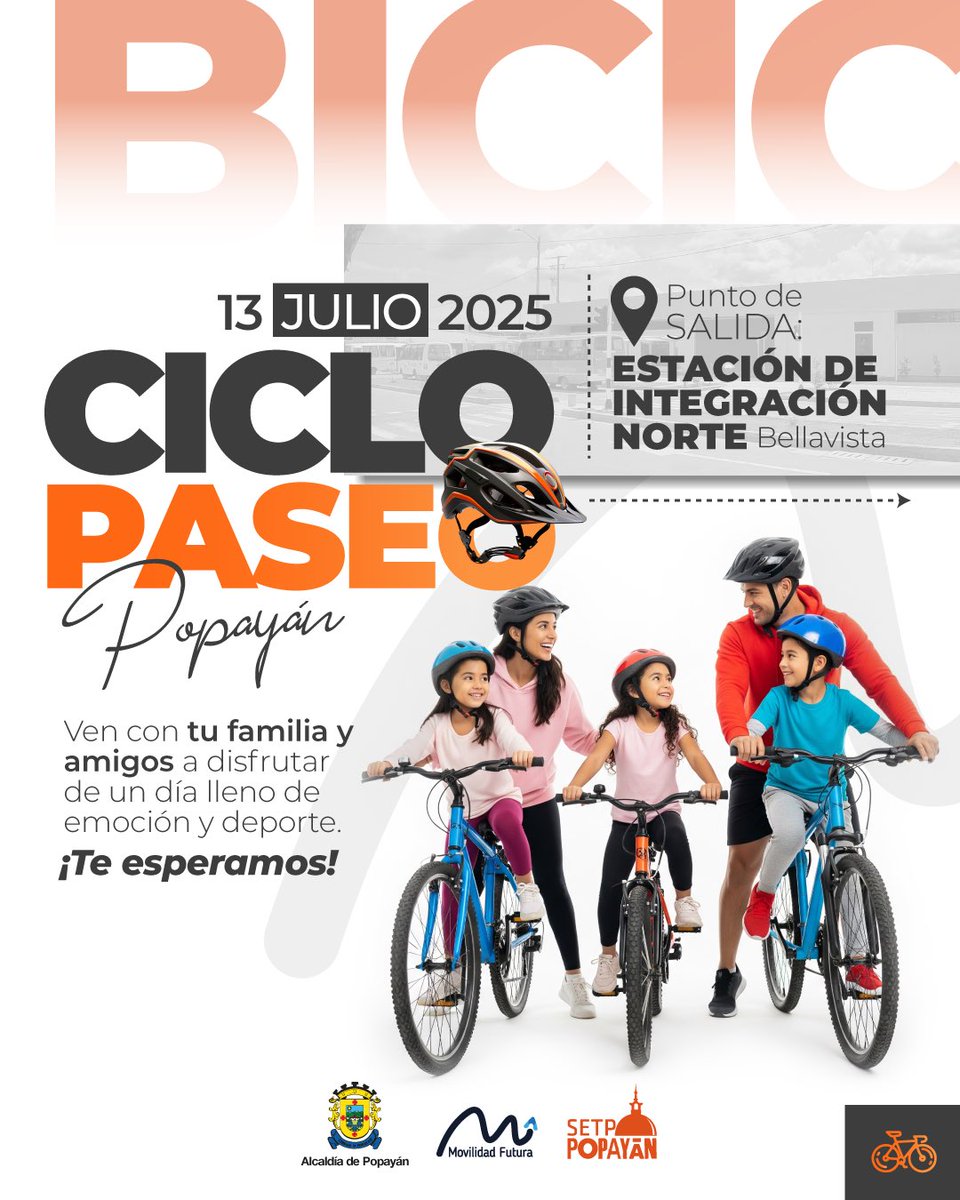 AlcaldiaPopayan's tweet photo. Nos preparamos 🚴🏼‍♂️ para el ciclopaseo familiar 🩵 #CiudadEnMovimiento.

¿Y tú, estás listo para rodar 🚲 por las calles de #Popayán?

👍🏼 Revisa tu bici antes de salir.
🫶🏻 Usa siempre el casco.
🤜🏼🤛🏾 Atiende las indicaciones del equipo organizador. https://t.co/defMU2drcH