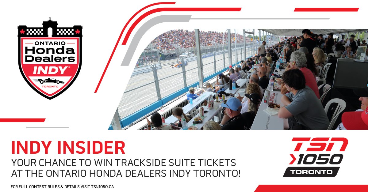 TSN 1050 Toronto (@tsn1050radio) on Twitter photo STARING MONDAY!
TSN 1050 is giving you the chance to win a VIP package at the <a href="/hondaindy/">Ontario Honda Dealers Indy Toronto</a>!
Covered suite seating, food & beverage, and access to the INDYCAR Paddock!
Details here: bit.ly/4lGHNEV STARING MONDAY!
TSN 1050 is giving you the chance to win a VIP package at the <a href="/hondaindy/">Ontario Honda Dealers Indy Toronto</a>!
Covered suite seating, food & beverage, and access to the INDYCAR Paddock!
Details here: bit.ly/4lGHNEV
