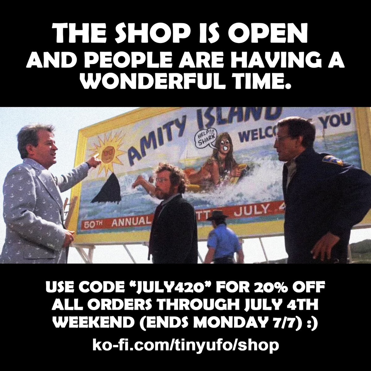 tinyufoboss's tweet image. got a little summer shop update! and a promo code :)
ko-fi.com/tinyufo/shop
#hellraiser #jaws #ichithekiller