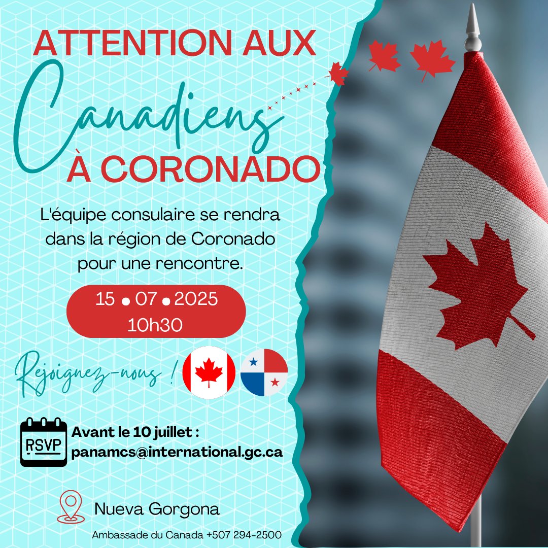Rejoignez-nous ! RSVP avant le 10 juillet par courriel : panamcs@international.gc.ca