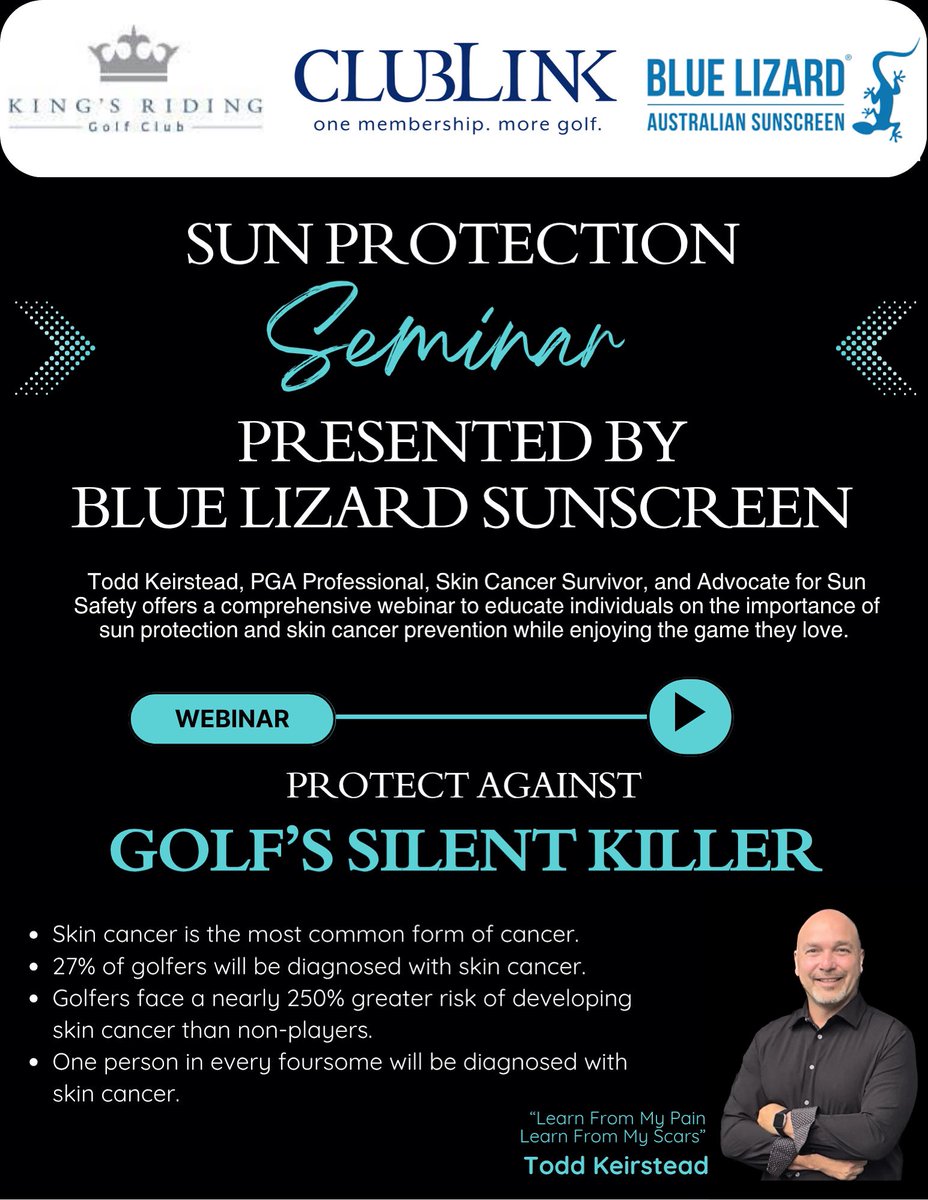 I’ll be at <a href="/clublinkgolf/">Ted Kim</a> @kingsridinggc as the keynote for “Men’s Night”, proudly sponsored by @bluelizardsunscreen. 
”Learn From My Pain, Learn From My Scars,” is a raw and real conversation about UV protection &amp; skin cancer awareness.