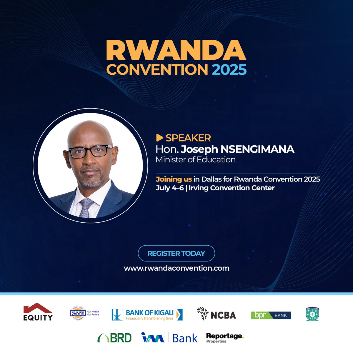 Rwanda in USA (@rwandainusa) on Twitter photo Pleased to welcome Minister of Education <a href="/JoNsengimana/">Joseph Nsengimana</a> to #RwandaConvention2025.
Tomorrow, he will speak in Panel Three: Youth, the Anchor for the Future: Knowledge and Skills Transfer—highlighting the vital role of education in shaping #Rwanda 's next generation. Pleased to welcome Minister of Education <a href="/JoNsengimana/">Joseph Nsengimana</a> to #RwandaConvention2025.
Tomorrow, he will speak in Panel Three: Youth, the Anchor for the Future: Knowledge and Skills Transfer—highlighting the vital role of education in shaping #Rwanda 's next generation.