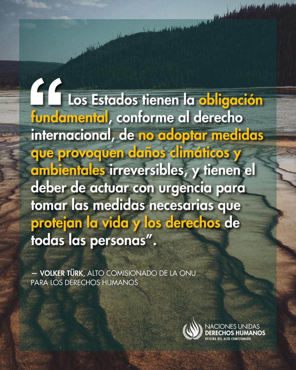 ONU-DH México (@onudhmexico) on Twitter photo Todas las personas tienen derecho a un clima estable y a un medio ambiente sano. Los Estados tienen el deber urgente de proteger la vida y los derechos.
🌎 <a href="/volker_turk/">Volker Türk</a>, Alto Comisionado <a href="/UNHumanRights/">UN Human Rights</a>, celebra la Opinión Consultiva de la <a href="/CorteIDH/">Corte Interamericana de Derechos Humanos</a> que reafirma las obligaciones Todas las personas tienen derecho a un clima estable y a un medio ambiente sano. Los Estados tienen el deber urgente de proteger la vida y los derechos.
🌎 <a href="/volker_turk/">Volker Türk</a>, Alto Comisionado <a href="/UNHumanRights/">UN Human Rights</a>, celebra la Opinión Consultiva de la <a href="/CorteIDH/">Corte Interamericana de Derechos Humanos</a> que reafirma las obligaciones