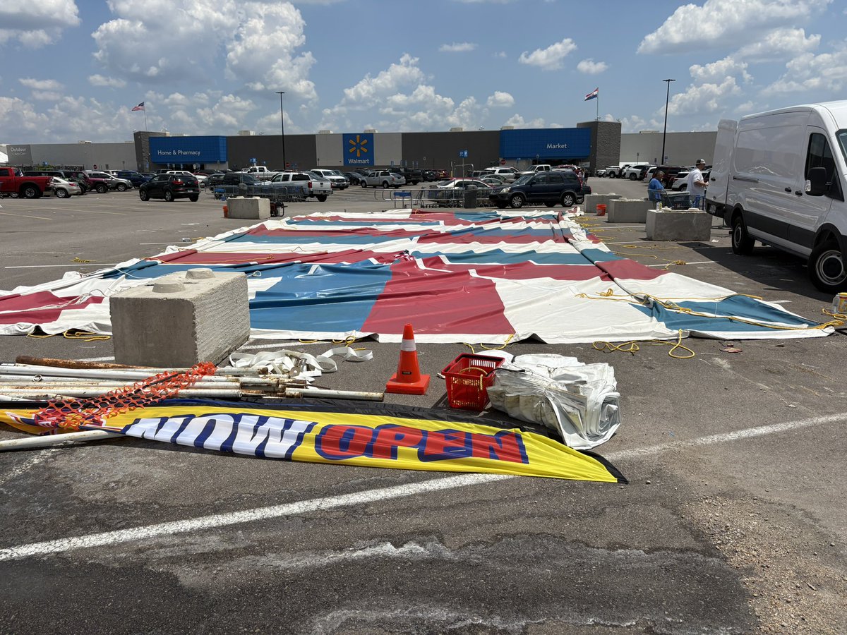 The Jake’s Fireworks stand at the Festus Walmart is closed, the tent is down &amp; inventory removed. Owner said couldn’t sell potentially damaged fireworks. This is where an elderly driver backed into the tent, injuring several. All the injured are out of the hospital.  <a href="/KMOV/">KMOV</a>