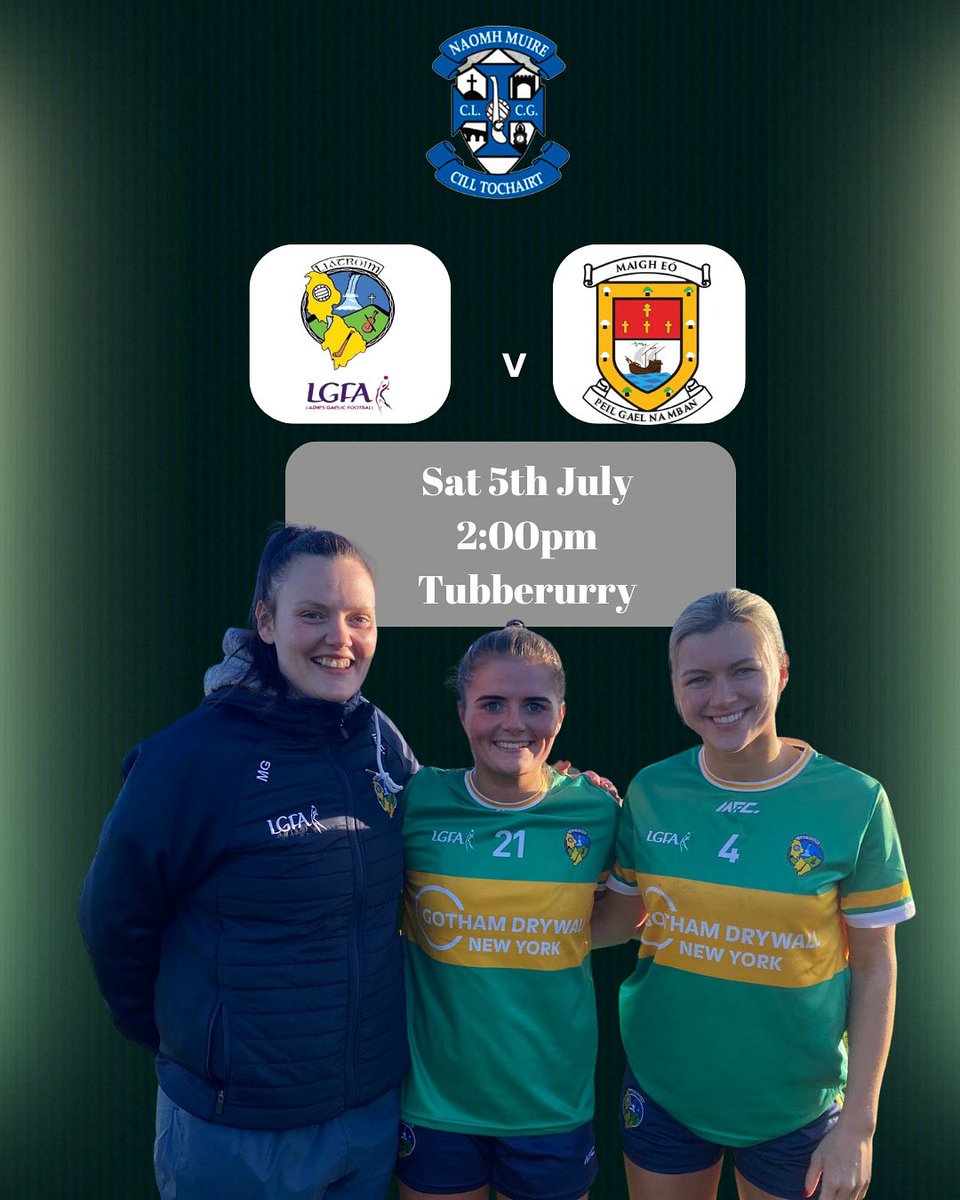 Best wishes to Jasmine, Michelle, Sarah, and Leitrim Ladies who face Mayo on Saturday in Tubbercurry at 2pm. Let's get out and support the girls 💚💛