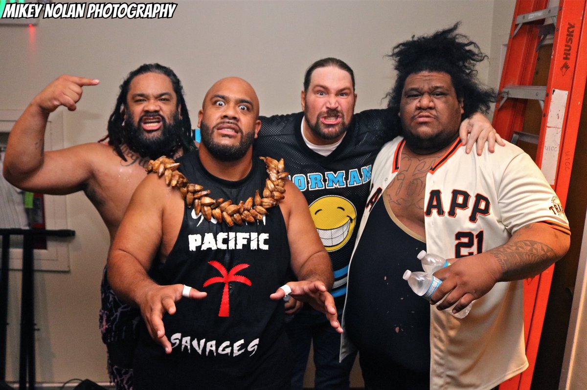Backstage with Jacob Fatu, Journey Fatu, Chris Hero and Juicy Finau at West Coast Pro “Whiplash” inside the United Irish Cultural Center in San Francisco, CA. (11/17/2023) 
#MikeyNolanPhotography