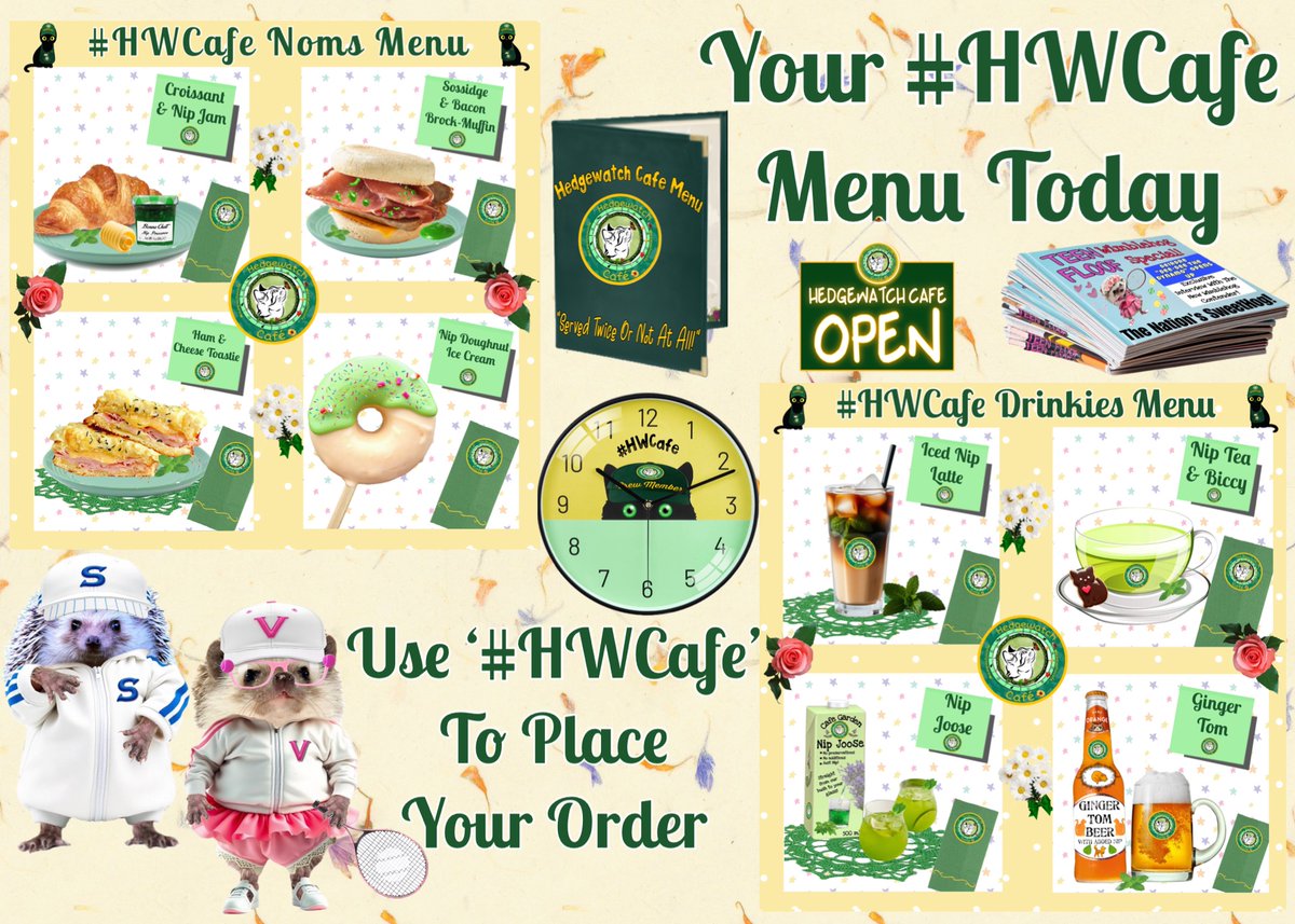 #HWCafe is now open!.. (We’re thinking there might have been an oopsie with that new paint…😬)😹😹
Our team are here to serve you from our menu ⬇️ Use  #HWCafe to help us see you, and reply to this🍽️X still hides your orders and our replies😾but we will keep trying!😺