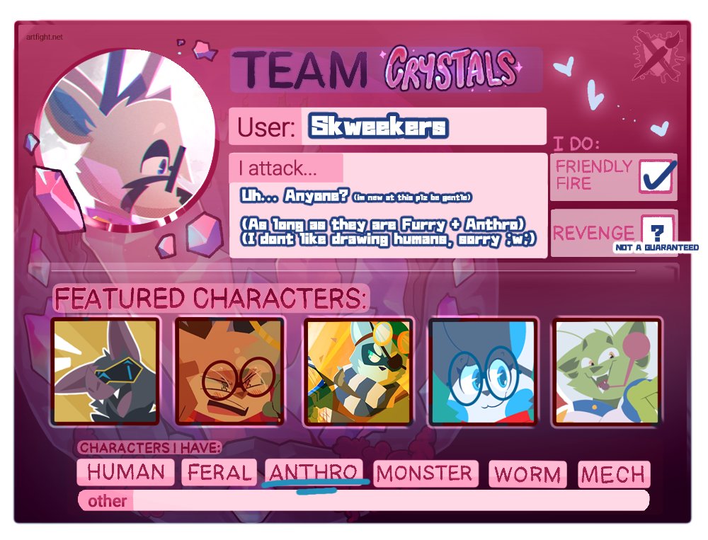 Skweeker1's tweet photo. Oh god I don't know what I am doing but uuuuuh. 
Go go Crystal Team? gjahsdfjsad  

I am doing ArtFight this year oh lordie.

https://t.co/Gz8QQT93Mi

#artfight #artfight2025 #teamcrystals https://t.co/jDJaPFFC37