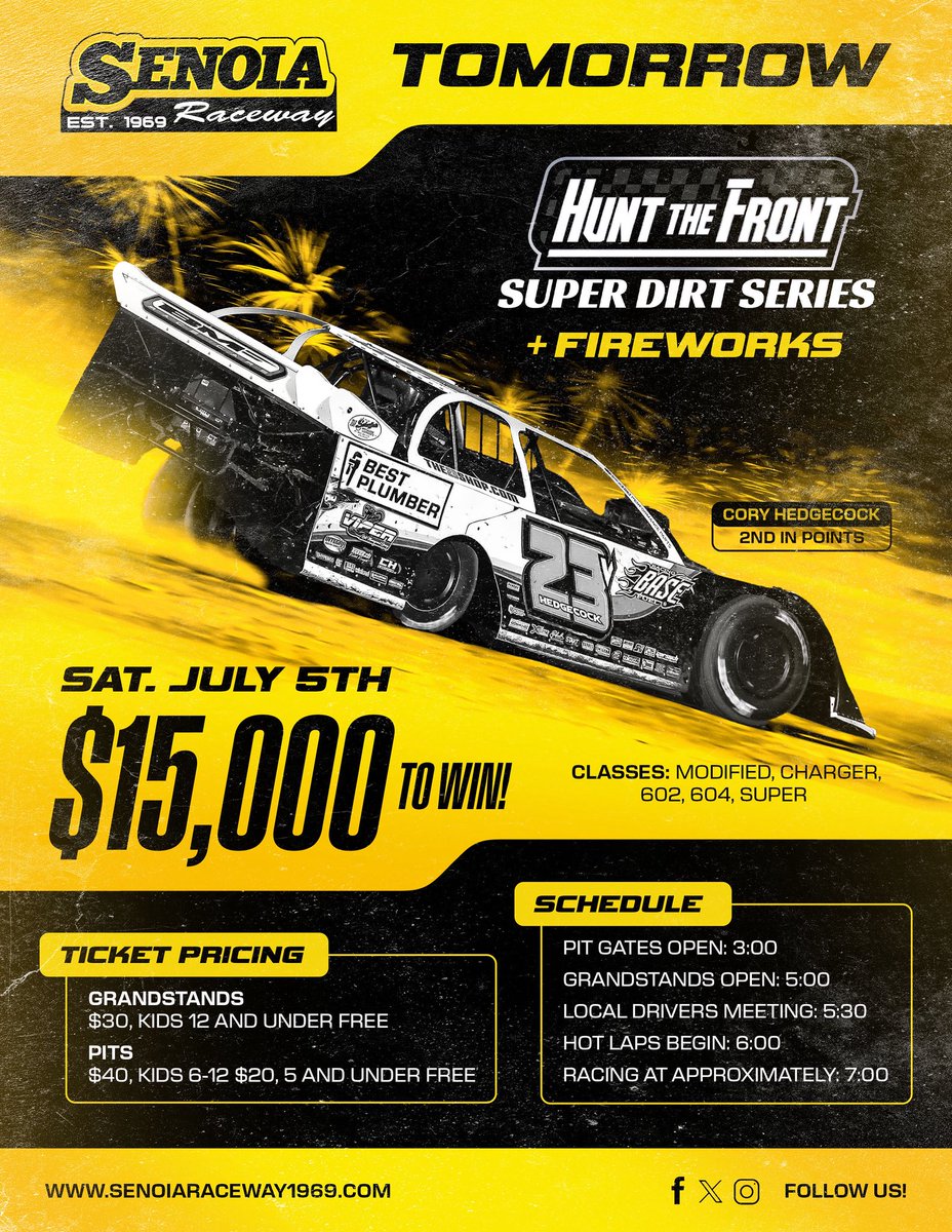 SenoiaR's tweet image. 🇺🇸 Happy 4th of July!
Keep the celebration going tomorrow night at Senoia Raceway with fireworks and a full night of racing!
The @HuntTheFrontSDS is back for a $15,000-to-win showdown — and we’re capping it off with a fireworks display to light up the sky! 🎆