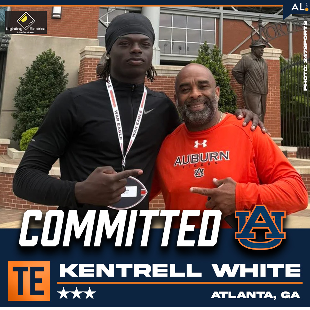 Kentrell White, a three-star tight end in the class of 2026 from Atlanta, Georgia, has committed to Auburn! #WarEagle 

FULL STORY: al.com/auburnfootball…