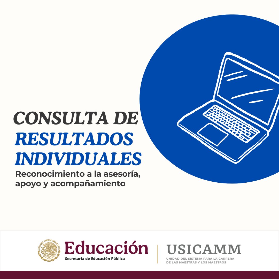 📣 A partir de hoy se publican los resultados individuales de reconocimiento a la asesoría, apoyo y acompañamiento.

Consulta tu resultado a través de VENUS o en el apartado de resultados en nuestra página web⌨️🖱️

🔗: usicamm.sep.gob.mx