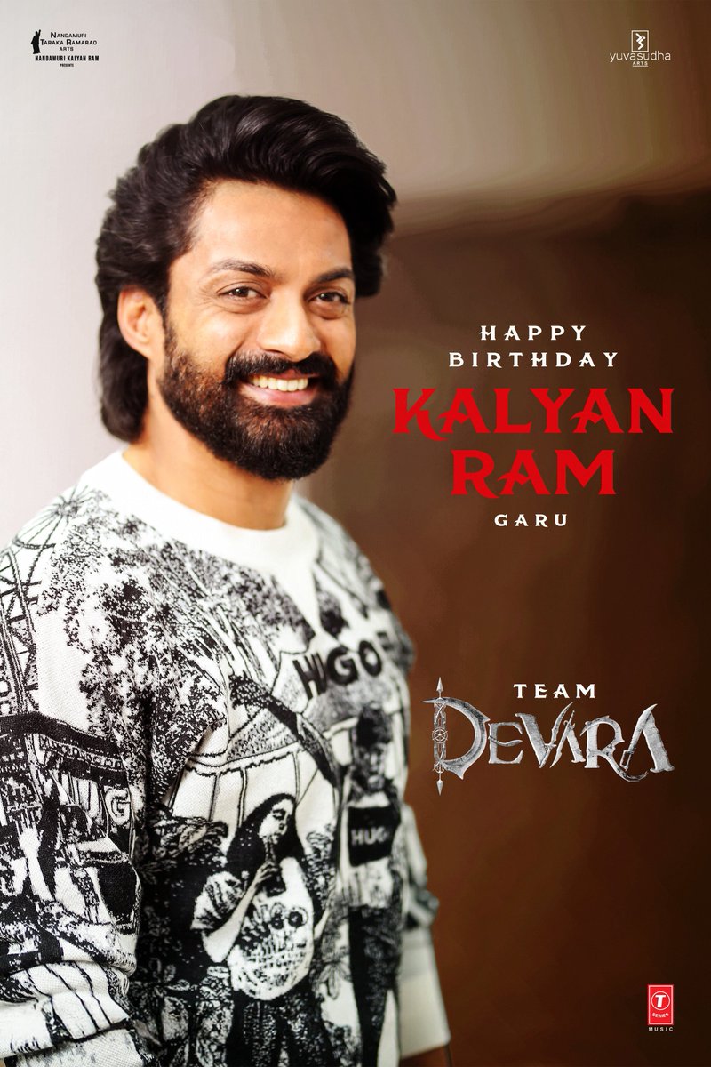 Team #Devara wishes the pillar of strength @NandamuriKalyan garu a very Happy Birthday 🔥

#HappyBirthdayKalyanRam

Man of Masses <a href="/tarak9999/">Jr NTR</a> #KoratalaSiva #SaifAliKhan #JanhviKapoor <a href="/anirudhofficial/">Anirudh Ravichander</a> <a href="/YuvasudhaArts/">Yuvasudha Arts</a> <a href="/NTRArtsOfficial/">NTR Arts</a> <a href="/DevaraMovie/">Devara</a> @Tseries <a href="/tseriessouth/">T-Series South</a>