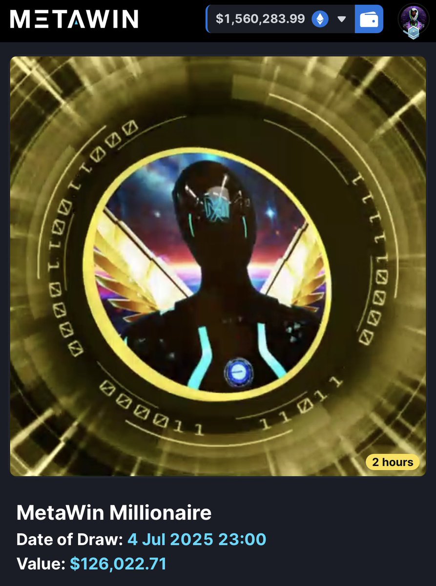 Holy 🐮- METAWIN Millionaire is at $126,000! 

You have 2 hours left to enter ! 

(All entries go to prize pools - we make Zero)