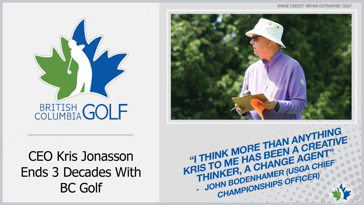 BC Golf (@bc_golfer) on Twitter photo After nearly 3 decades as the Executive Director & CEO of British Columbia Golf, Kris Jonasson is stepping down this year. Read <a href="/BradZiemer/">Brad Ziemer</a>'s story on Kris's remarkable run as the head of amateur golf in our province. bit.ly/44vZ10D After nearly 3 decades as the Executive Director & CEO of British Columbia Golf, Kris Jonasson is stepping down this year. Read <a href="/BradZiemer/">Brad Ziemer</a>'s story on Kris's remarkable run as the head of amateur golf in our province. bit.ly/44vZ10D
