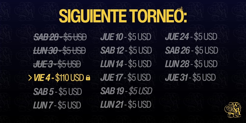 👑HOY NUESTRO TORNEO POR $110 USD A LAS 8PM CDMX POR TWITCH!👑