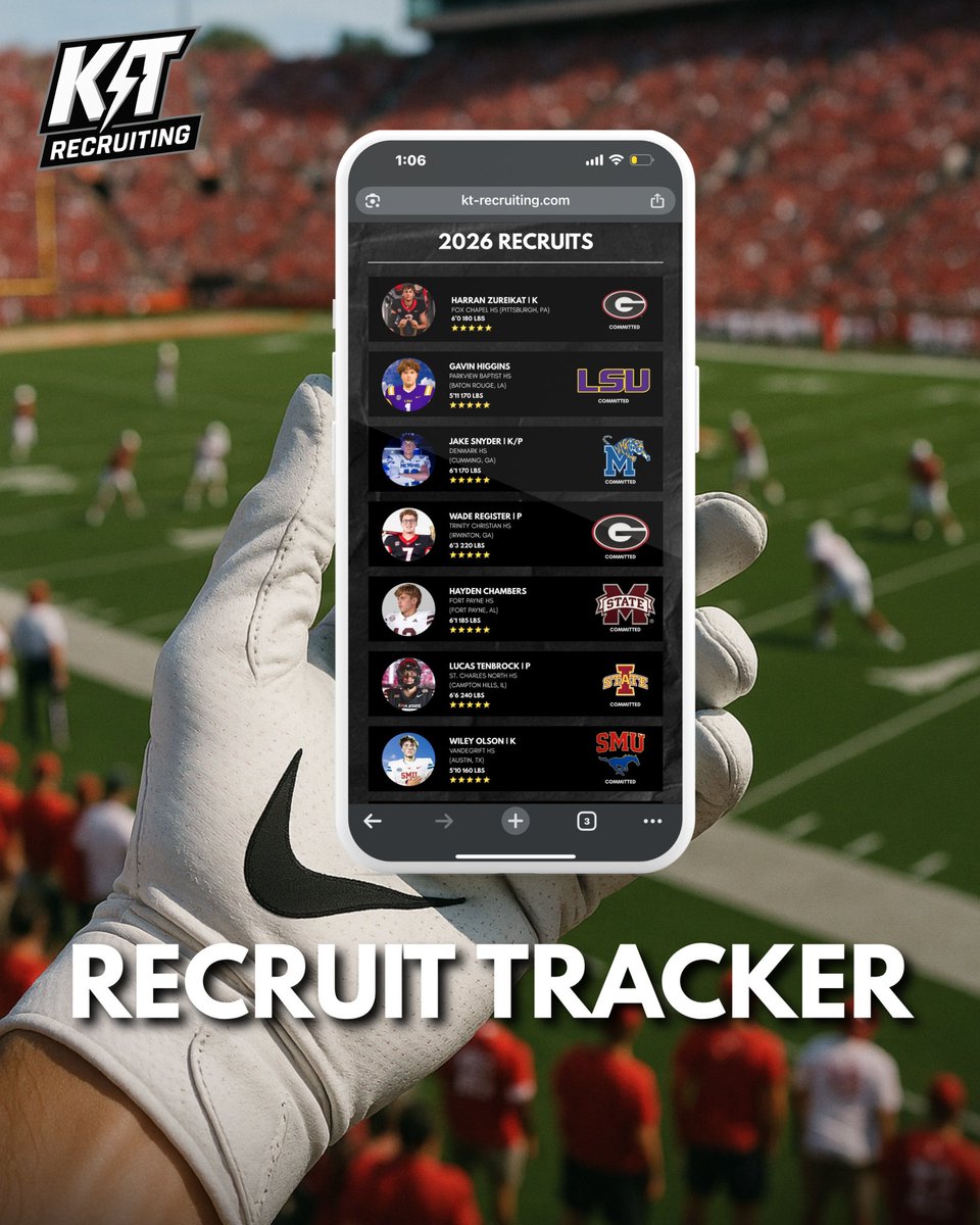 kt_recruiting's tweet image. Your #1 Source of HSFB / JC Specialist Recruiting News 🔥
kt-recruiting.com
Website is now LIVE 🔥