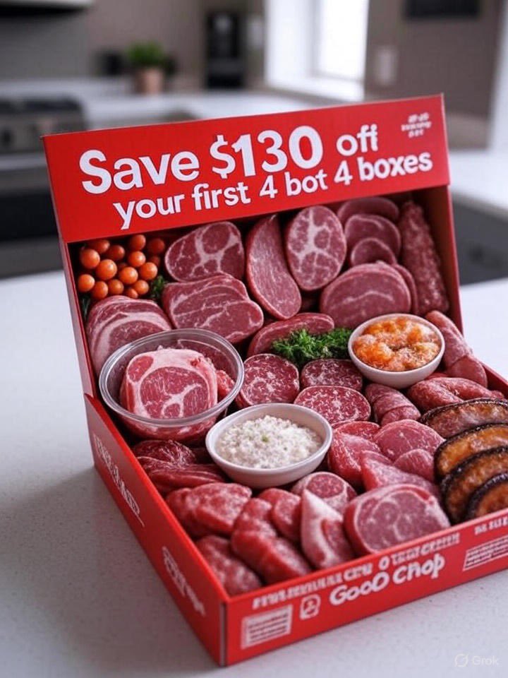 metamogo's tweet photo. 🥩🐟 Love premium meat &amp; seafood? 

Get $130 OFF your first 4 boxes with Good Chop! 

🌟 Sourced from American farms &amp; fisheries, customizable, starting at $3.32/meal. 

Order now: https://t.co/zaklKA10hC

 #GoodChop #MeatLovers #FoodDelivery https://t.co/t2ERDLCA6M