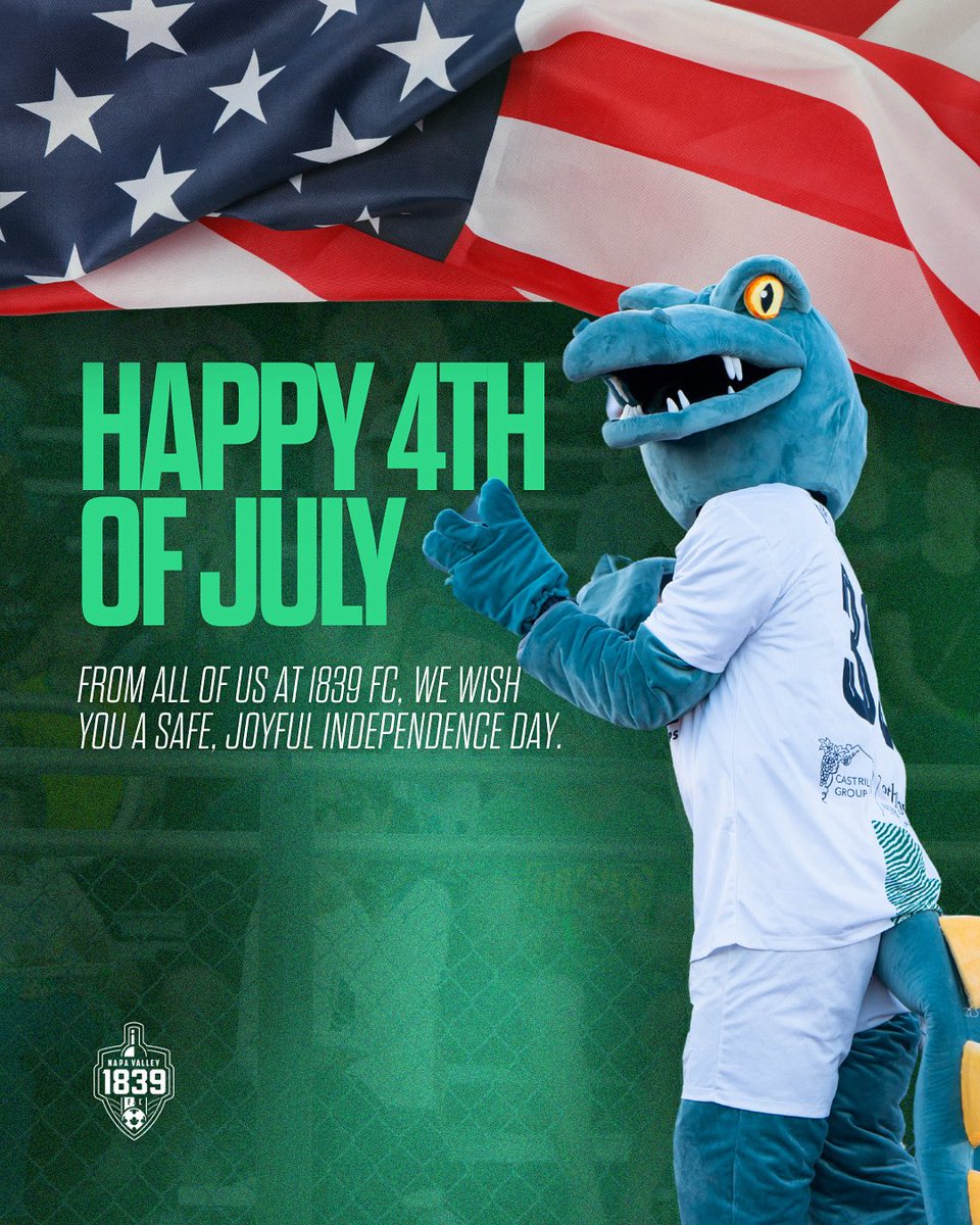 Wishing everyone a day full of freedom, fun, and celebration. Thank you for being part of our team — on and off the field. 💚  

#NV1839FC || #VamosNapa