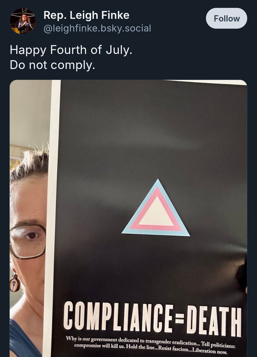 LeftistsofMN (@leftistsofmn) on Twitter photo Remember "JOY!" from the 2024 <a href="/TheDemocrats/">Democrats</a>?
It was never real.
Presenting: Rep. Leigh Finke with "Compliance = π."
<a href="/GrageDustin/">Dustin Grage</a> <a href="/seanspicer/">Sean Spicer</a> <a href="/danturrentine/">dan turrentine</a> <a href="/JonJustice/">Jon Justice</a> <a href="/WalterHudson/">Walter Hudson</a> <a href="/maxrrymer/">Max Rymer</a> <a href="/mitchpberg/">Mitch "The WaΕΔsa Project" Berg πΊπΈπ³π΄πͺπͺπ¦π·</a> <a href="/libsoftiktok/">Libs of TikTok</a> Remember "JOY!" from the 2024 <a href="/TheDemocrats/">Democrats</a>?
It was never real.
Presenting: Rep. Leigh Finke with "Compliance = π."
<a href="/GrageDustin/">Dustin Grage</a> <a href="/seanspicer/">Sean Spicer</a> <a href="/danturrentine/">dan turrentine</a> <a href="/JonJustice/">Jon Justice</a> <a href="/WalterHudson/">Walter Hudson</a> <a href="/maxrrymer/">Max Rymer</a> <a href="/mitchpberg/">Mitch "The WaΕΔsa Project" Berg πΊπΈπ³π΄πͺπͺπ¦π·</a> <a href="/libsoftiktok/">Libs of TikTok</a>