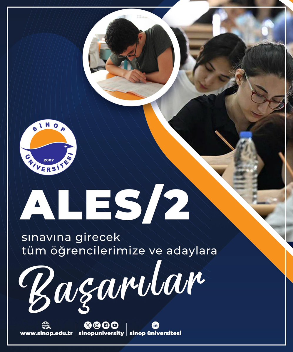 Akademik kariyer yolculuklarında önemli bir adım olan Akademik Personel ve Lisansüstü Eğitimi Giriş Sınavı'na (ALES/2) katılacak tüm öğrencilerimize ve adaylara başarılar dileriz.🎓

#SinopÜniversitesi
