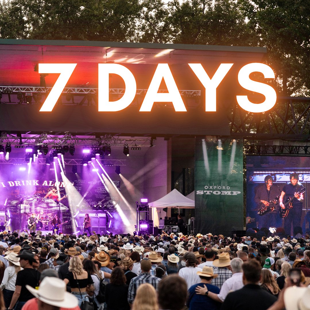 We are just 7 days away from partying in the park!
#SherylCrow, <a href="/TheSheepdogs/">The Sheepdogs</a> , <a href="/DearRouge/">DEAR ROUGE</a>  &amp; <a href="/hotelmiramusic/">HOTEL MIRA</a> at the Oxford STOMP- Friday July 11th in Calgary at Prince's Island Park.

🤠Hurry! Limited tickets remain, grab yours today.
👉Tickets: oxfordstomp.com