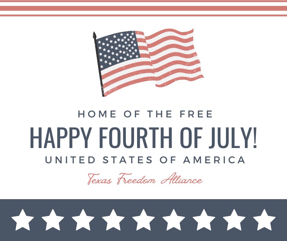 TXFreeAlliance's tweet image. Texas Freedom Alliance wishes you a Happy Fourth of July!
Today, we honor the courage, sacrifice, and unwavering determination that built the greatest nation on Earth. Our freedom wasn’t given. It was earned. And it’s up to all of us to protect it for generations to come.
God…