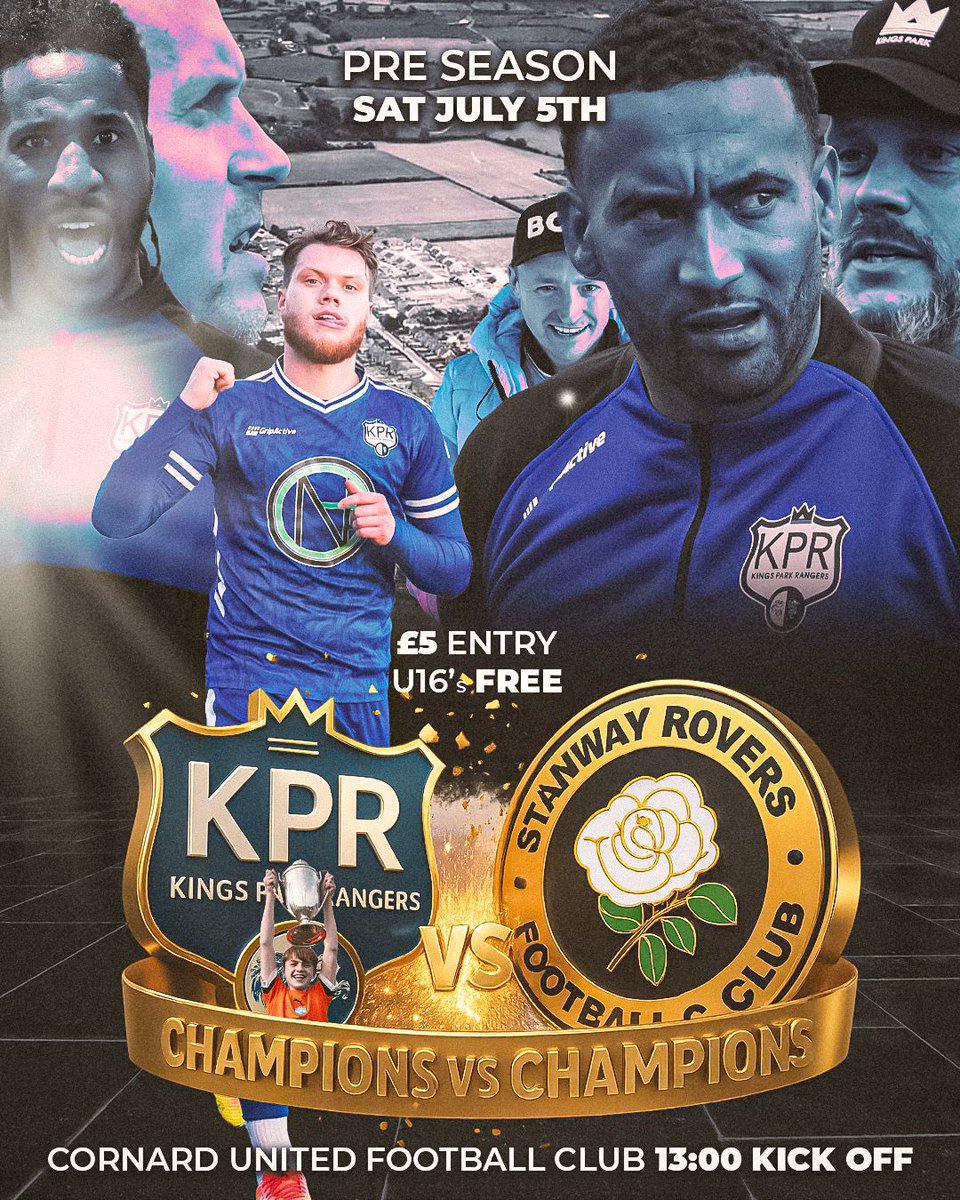 Kings Park Rangers F(C) (@kingsparkrfc) on Twitter photo 𝐂𝐨𝐮𝐧𝐭𝐝𝐨𝐰𝐧 𝐭𝐨 𝐊𝐢𝐜𝐤 𝐨𝐟𝐟! 🗓️
Tomorrow we Kick off pre season and the visitors like ourselves were crowned champions in their respective league last season.
We welcome <a href="/StanwayRovers/">Stanway Rovers FC</a> to <a href="/CornardUtdFC/">Cornard United F.C</a>.
Rovers are now a step 4 side, two levels above the Kings, 𝐂𝐨𝐮𝐧𝐭𝐝𝐨𝐰𝐧 𝐭𝐨 𝐊𝐢𝐜𝐤 𝐨𝐟𝐟! 🗓️
Tomorrow we Kick off pre season and the visitors like ourselves were crowned champions in their respective league last season.
We welcome <a href="/StanwayRovers/">Stanway Rovers FC</a> to <a href="/CornardUtdFC/">Cornard United F.C</a>.
Rovers are now a step 4 side, two levels above the Kings,