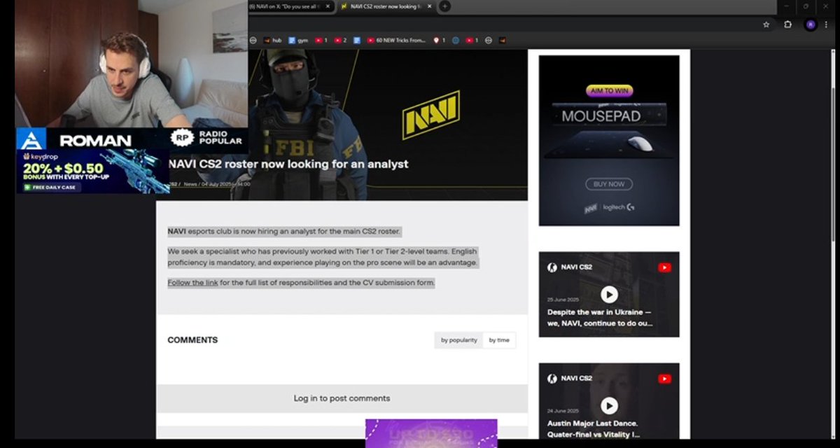 hello <a href="/natusvincere/">NAVI</a> . Dont accept roman as an analyst for your cs 2 team.

he has no knowledge.... he can't even win tournaments in portugal with fox on the lineup.

very bad, no vouch