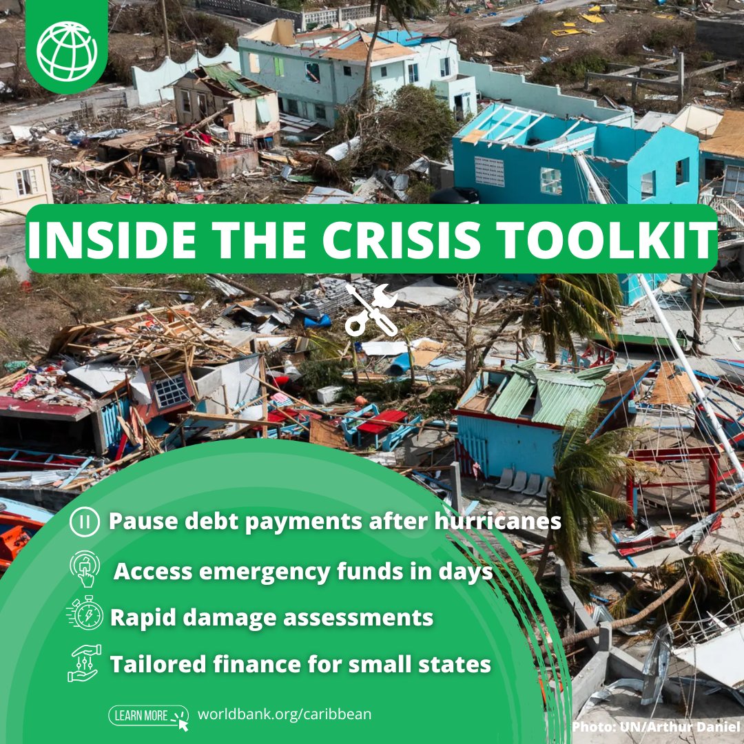 WBCaribbean's tweet image. The 2025 Atlantic Hurricane Season has begun. With new crisis tools and financing options, Caribbean countries are better equipped to respond — and recover — faster.
Learn more: wrld.bg/HvIc50W2jNp