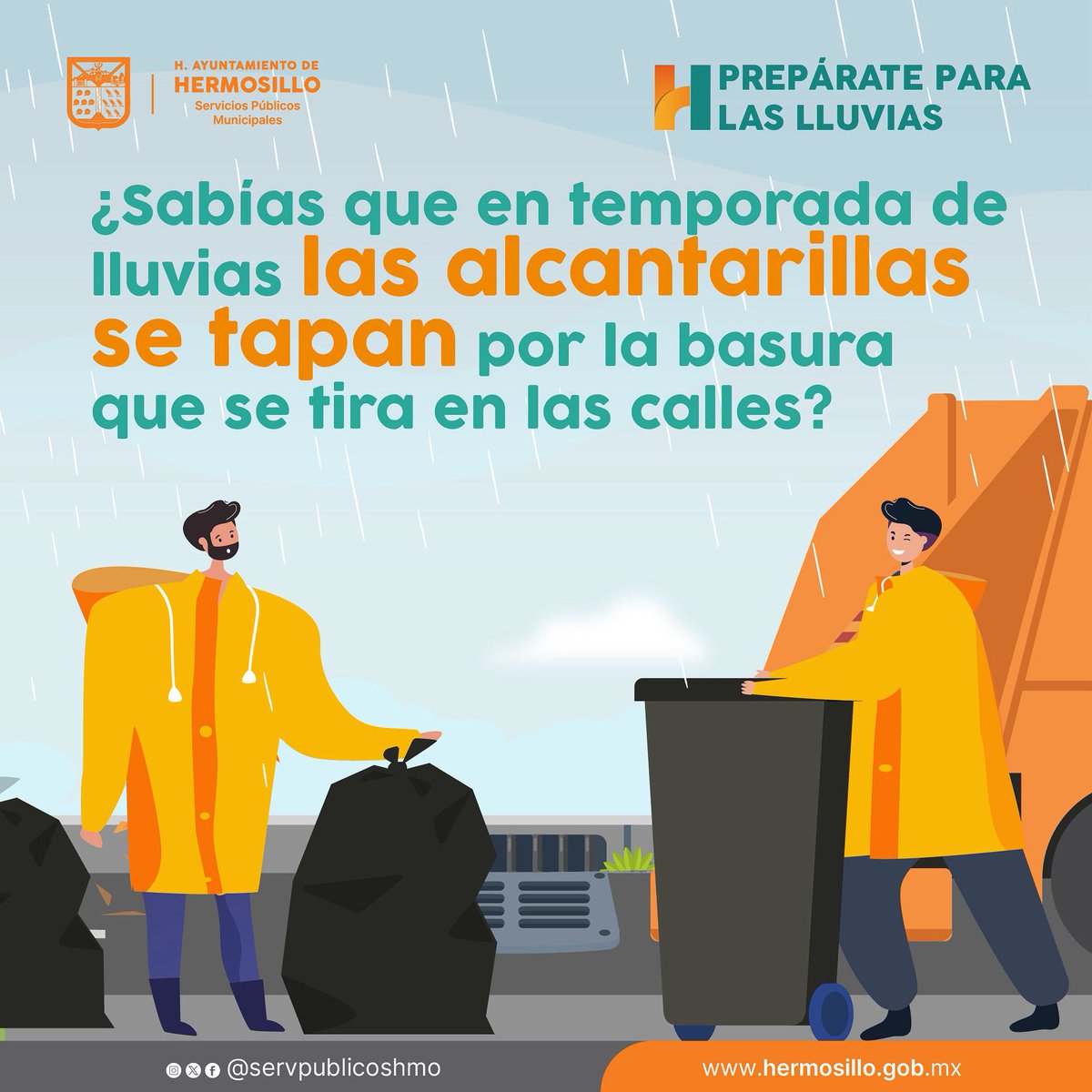 Evitemos inundaciones esta temporada de lluvias ☝🏻. ¡Deposita la basura en su lugar! 

#PrepárateParaLasLluvias